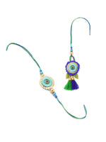 Thumbnail for NVR Set of 2 Multicolor Artificial Beads Bhaiya Bhabhi Rakhi with Roli Chawal Chandan & Mishri