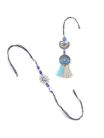 Thumbnail for NVR Set of 2 Blue Evil Eye Artificial Beads Bhaiya Bhabhi Rakhi Combo