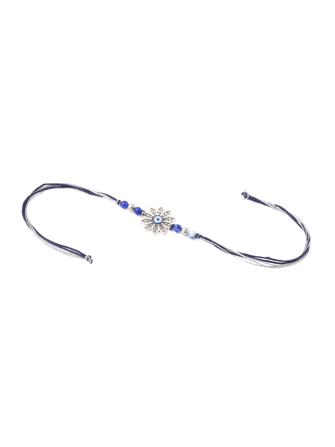 NVR Set of 2 Blue Evil Eye Artificial Beads Bhaiya Bhabhi Rakhi Combo