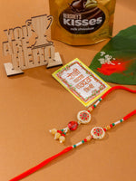 Thumbnail for NVR Set of 2 Red Artificial Stones and Beads Bhaiya Bhabhi Rakhi Combo