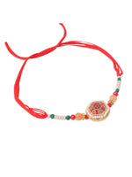 Thumbnail for NVR Set of 2 Red Artificial Stones and Beads Bhaiya Bhabhi Rakhi Combo