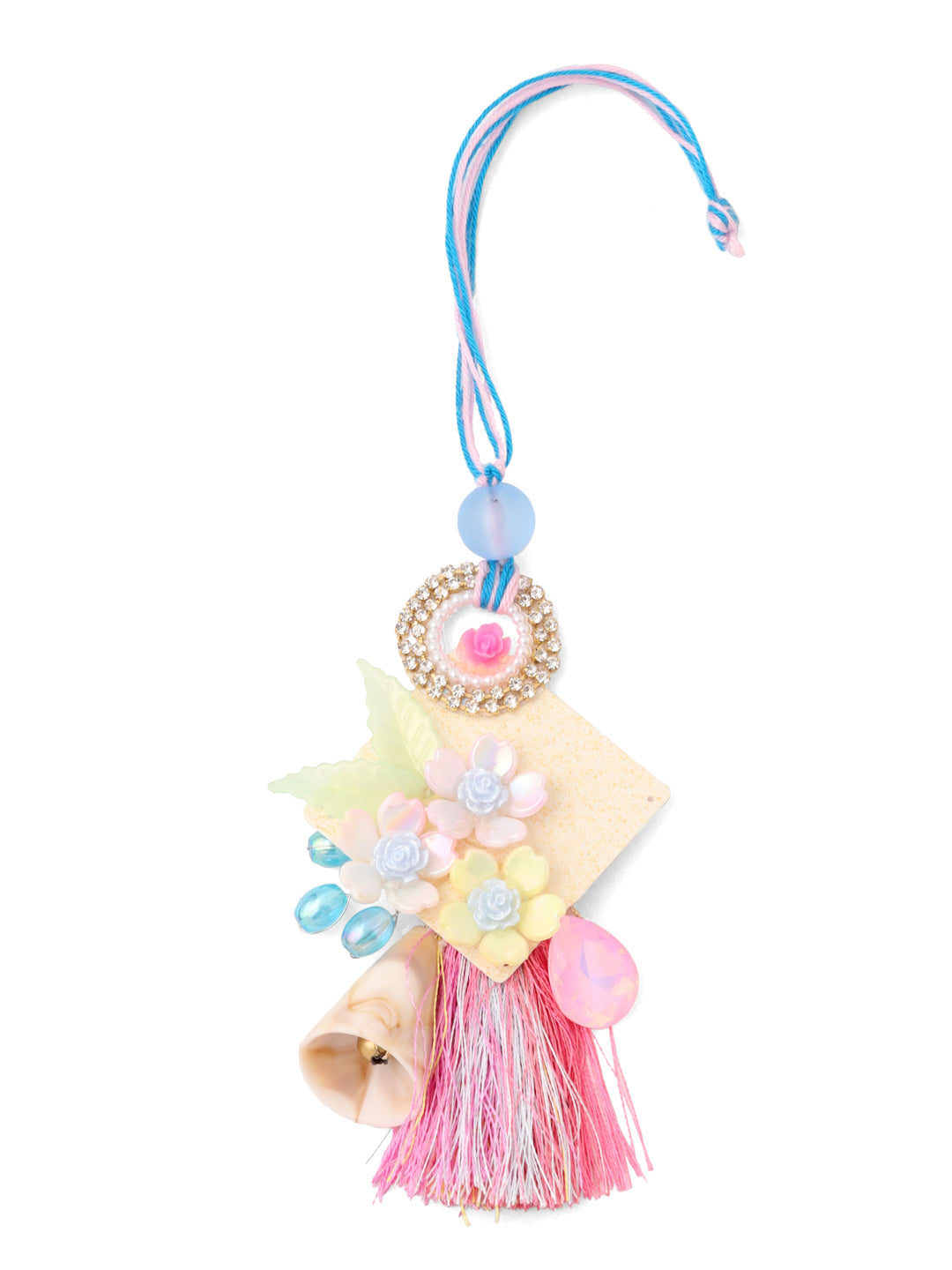 NVR Set of 2 Multicolor Artificial Stones & Beads Floral Design Bhaiya Bhabhi Rakhi with Roli Chawal Chandan & Mishri