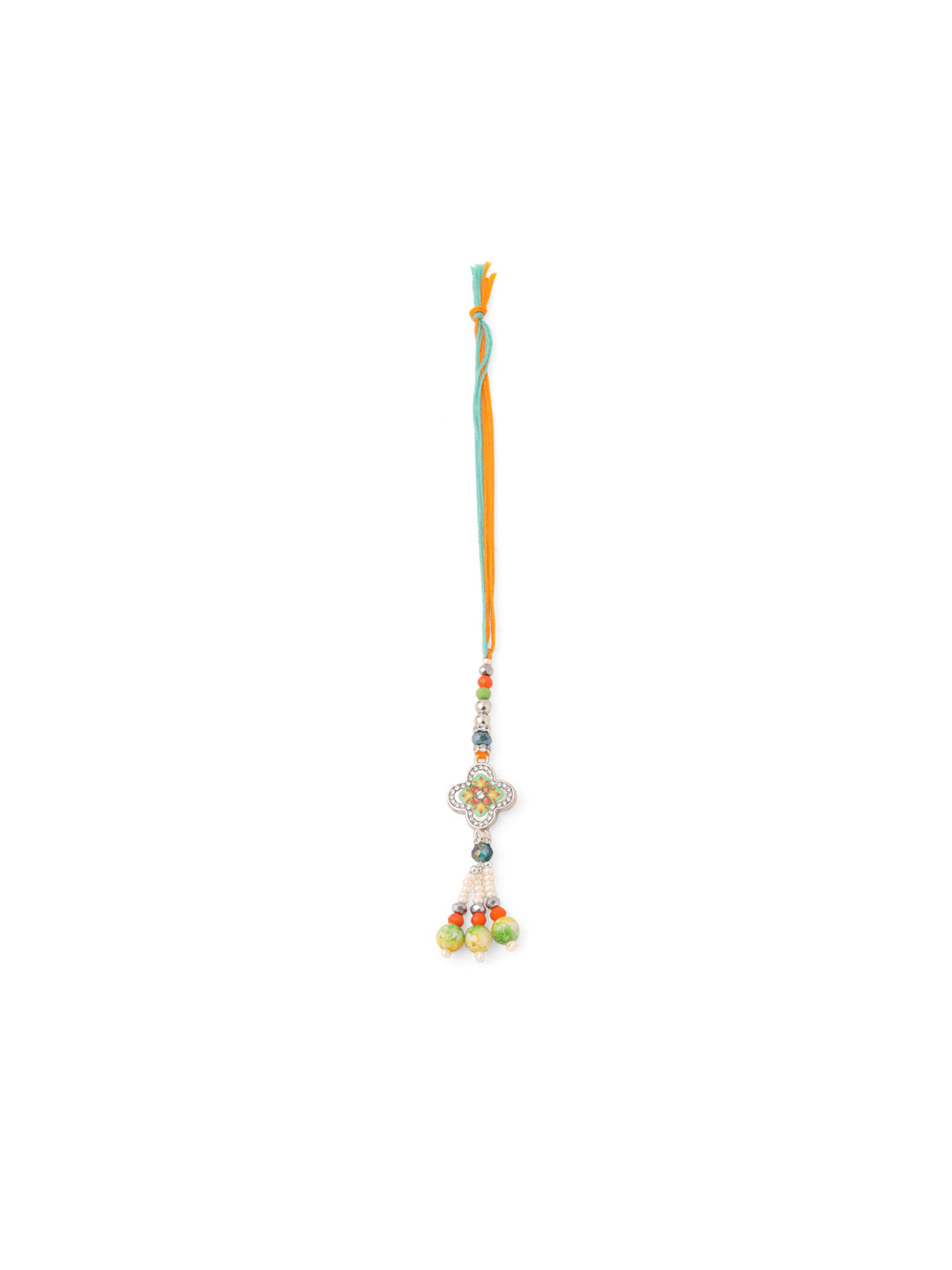 NVR Set of 2 Multicolor Artificial Stones & Beads Floral Bhaiya Bhabhi Rakhi Combo - Distacart