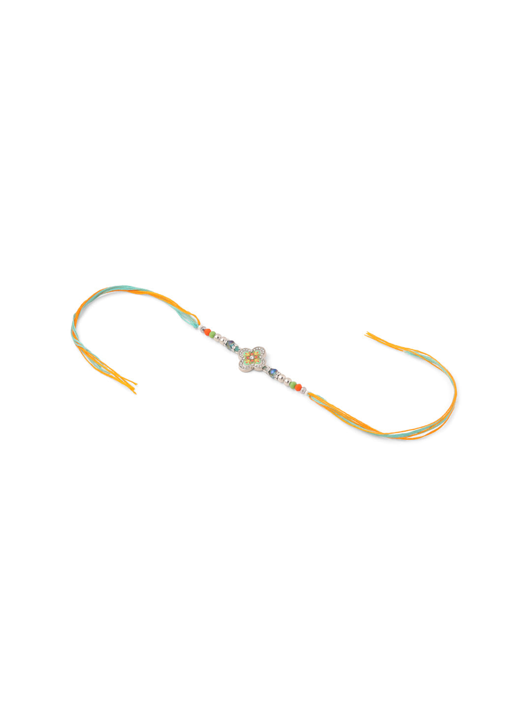 NVR Set of 2 Multicolor Artificial Stones & Beads Floral Bhaiya Bhabhi Rakhi Combo - Distacart