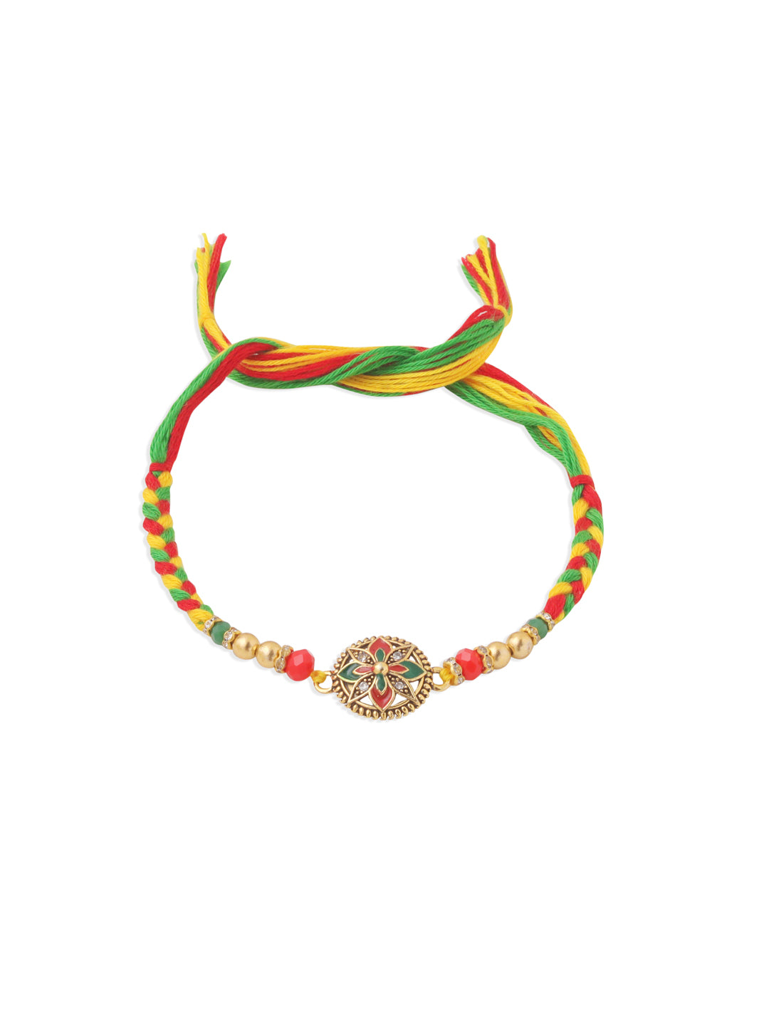 NVR Men Set of 2 Multicolor Floral Design Artificial Stones Thread Rakhi Combo - Distacart