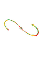 Thumbnail for NVR Men Set of 2 Multicolor Floral Design Artificial Stones Thread Rakhi with Roli Chawal Chandan & Mishri - Distacart