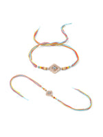 Thumbnail for NVR Men Set of 2 Multicolor Artificial Stones Thread Rakhi, Combo for Rakshabandhan - Distacart