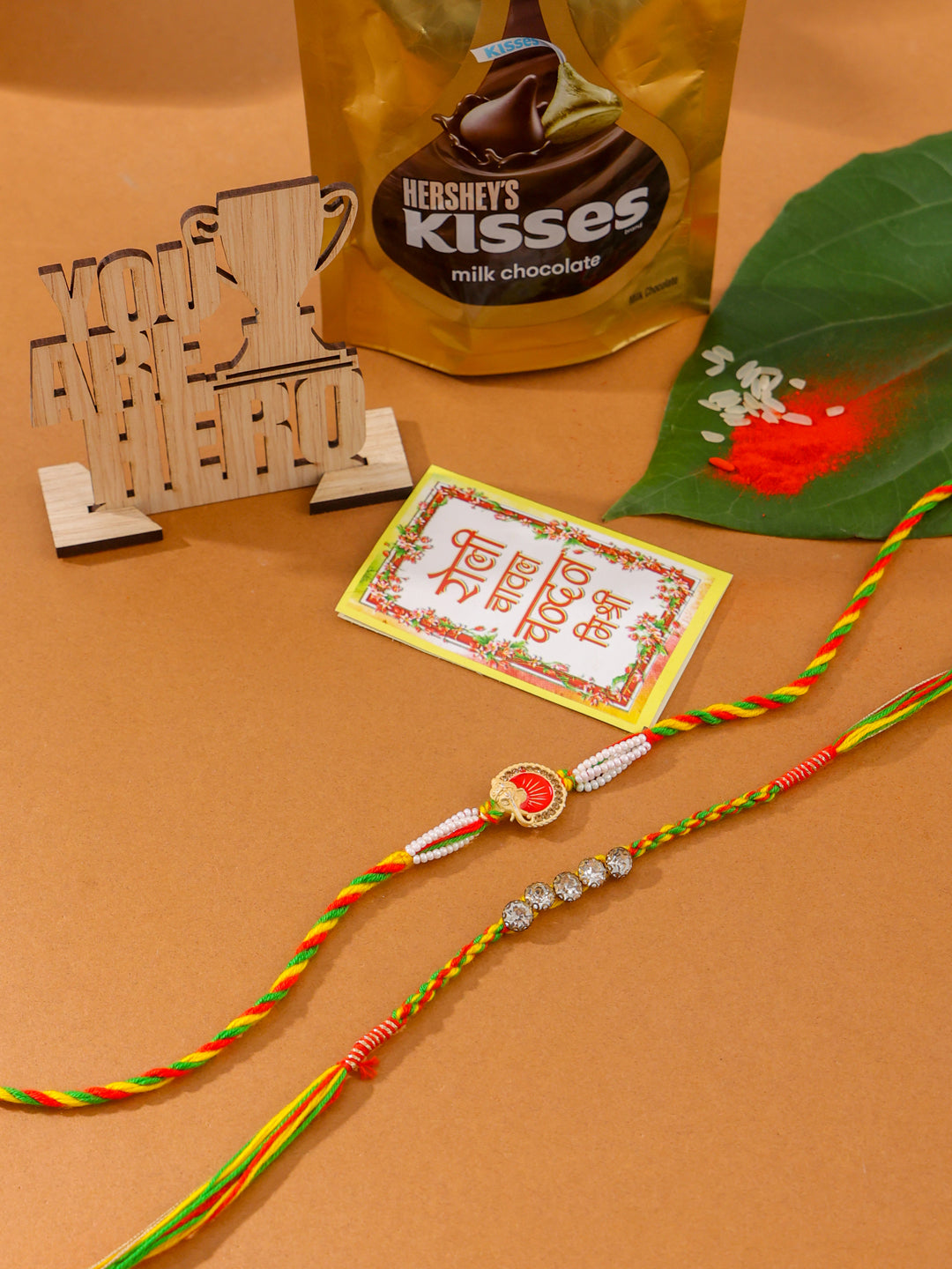 NVR Men Set of 2 Religious Designer Multicolor Artificial Stones Thread Rakhi Combo - Distacart