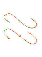 Thumbnail for NVR Men Set of 2 Religious Designer Multicolor Artificial Stones Thread Rakhi with Roli Chawal Chandan & Mishri
