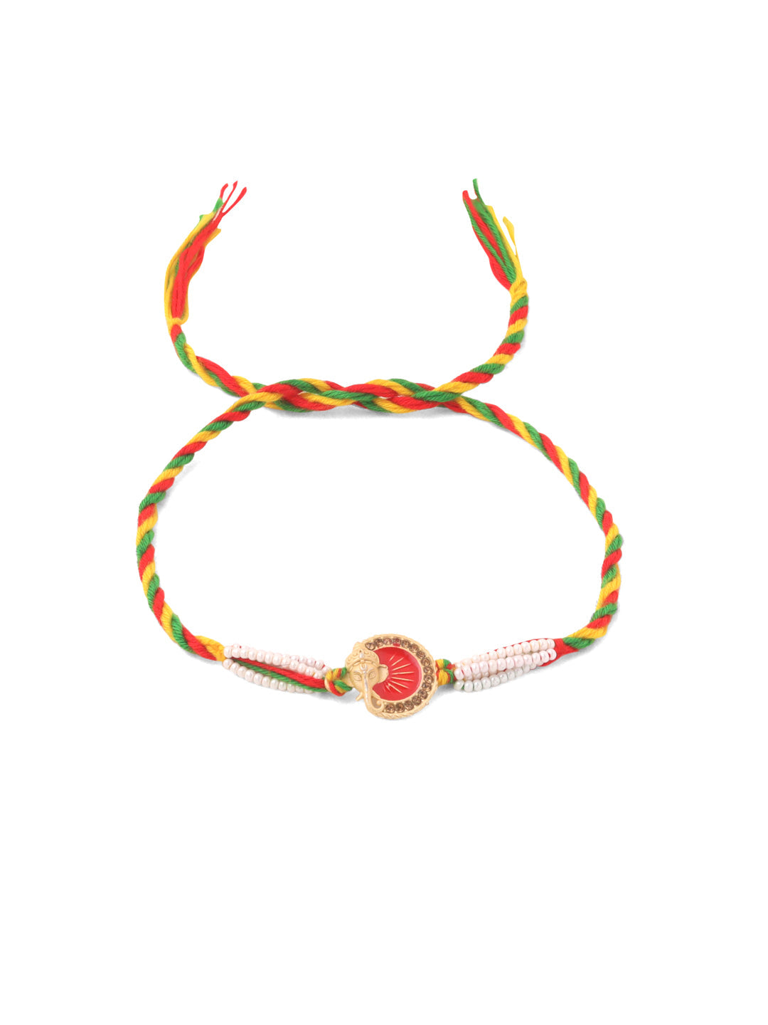 NVR Men Set of 2 Religious Designer Multicolor Artificial Stones Thread Rakhi with Roli Chawal Chandan & Mishri