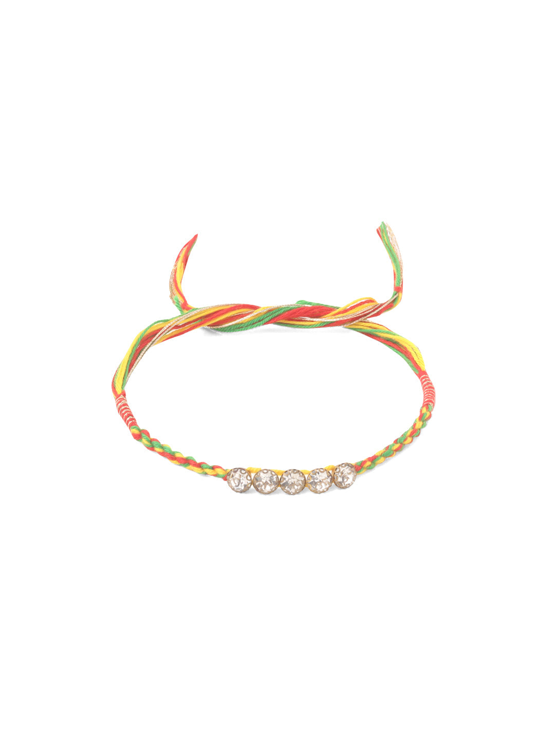 NVR Men Set of 2 Religious Designer Multicolor Artificial Stones Thread Rakhi with Roli Chawal Chandan & Mishri