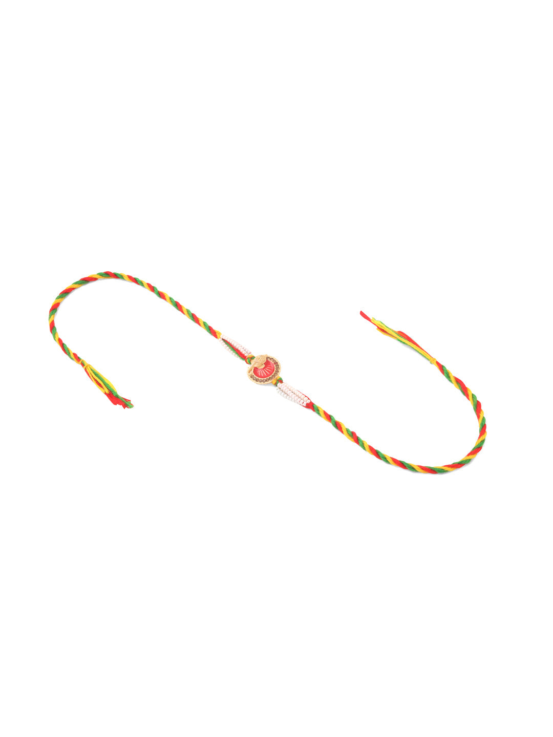 NVR Men Set of 2 Religious Designer Multicolor Artificial Stones Thread Rakhi with Roli Chawal Chandan & Mishri