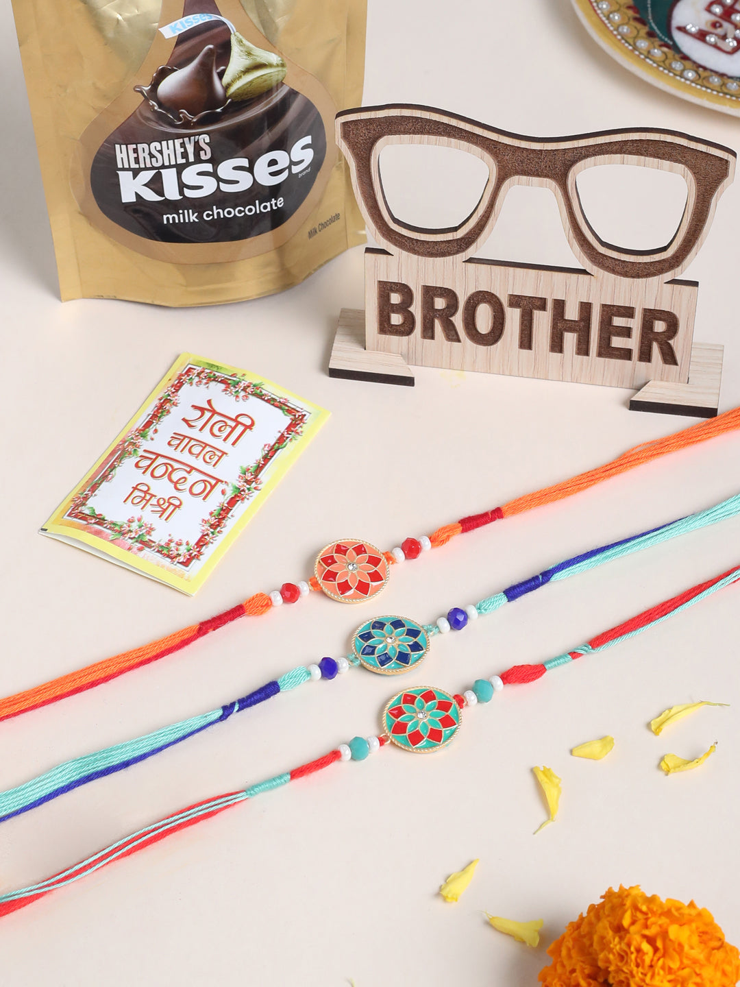 NVR Men Set of 3 Floral Design Multicolor Artificial Beads Thread Rakhi Combo - Distacart