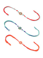 Thumbnail for NVR Men Set of 3 Floral Design Multicolor Artificial Beads Thread Rakhi with Roli Chawal Chandan & Mishri - Distacart