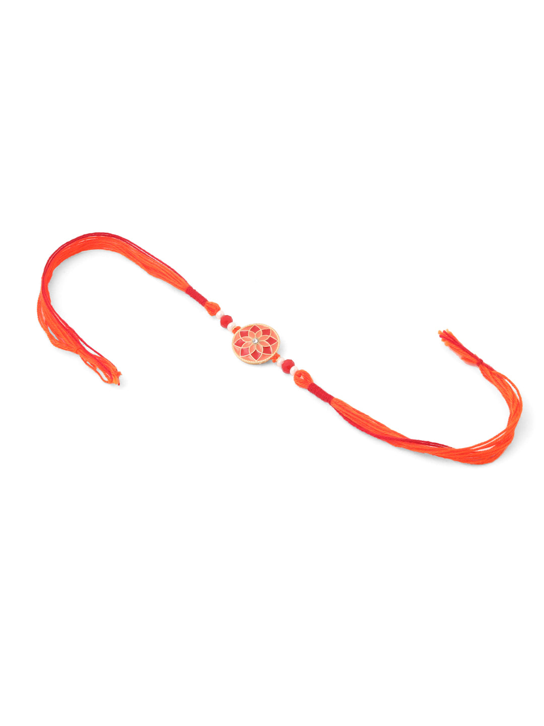 NVR Men Set of 3 Floral Design Multicolor Artificial Beads Thread Rakhi with Roli Chawal Chandan & Mishri - Distacart