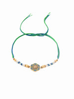 Thumbnail for NVR Men Peacock Design Multicolor Artificial Stones & Pearls Thread Rakhi with Roli Chawal Chandan & Mishri