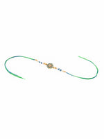 Thumbnail for NVR Men Peacock Design Multicolor Artificial Stones & Pearls Thread Rakhi with Roli Chawal Chandan & Mishri
