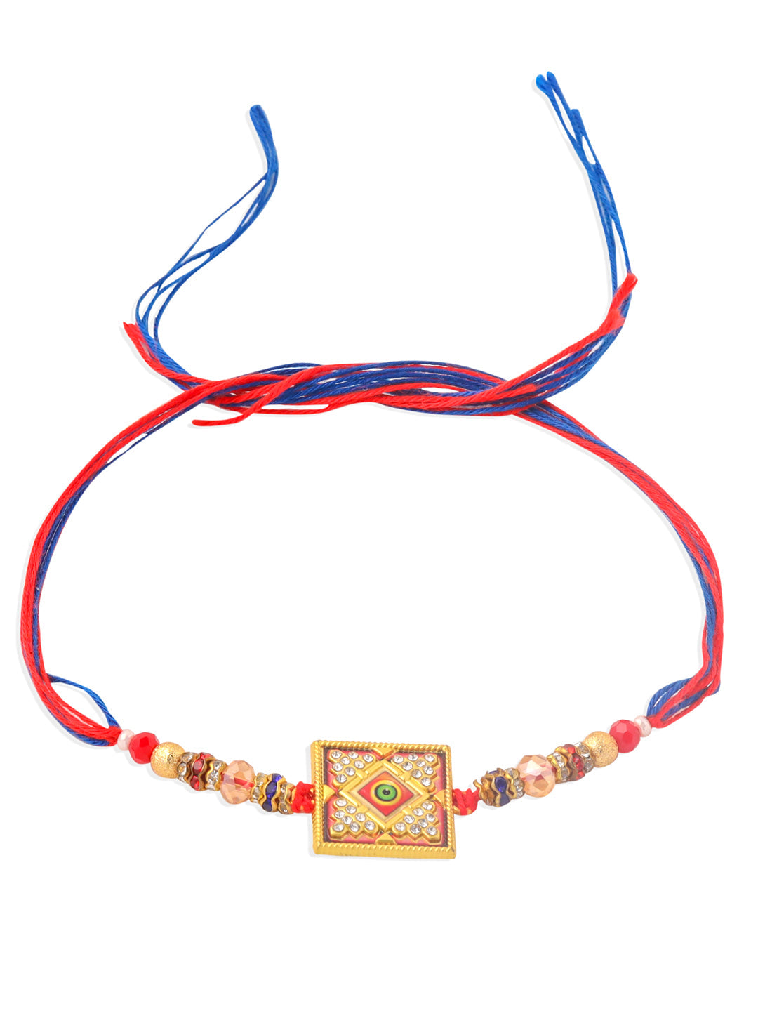 NVR Men Multicolor Artificial Stones Thread Rakhi with Roli Chawal Chandan & Mishri - Distacart