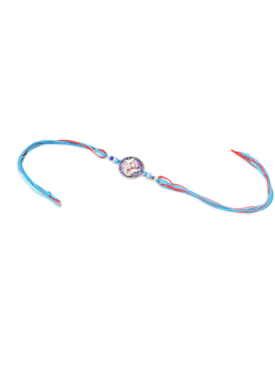 NVR Men Red & Blue Ganesh Ji Thread Rakhi, Combo for Rakshabandhan