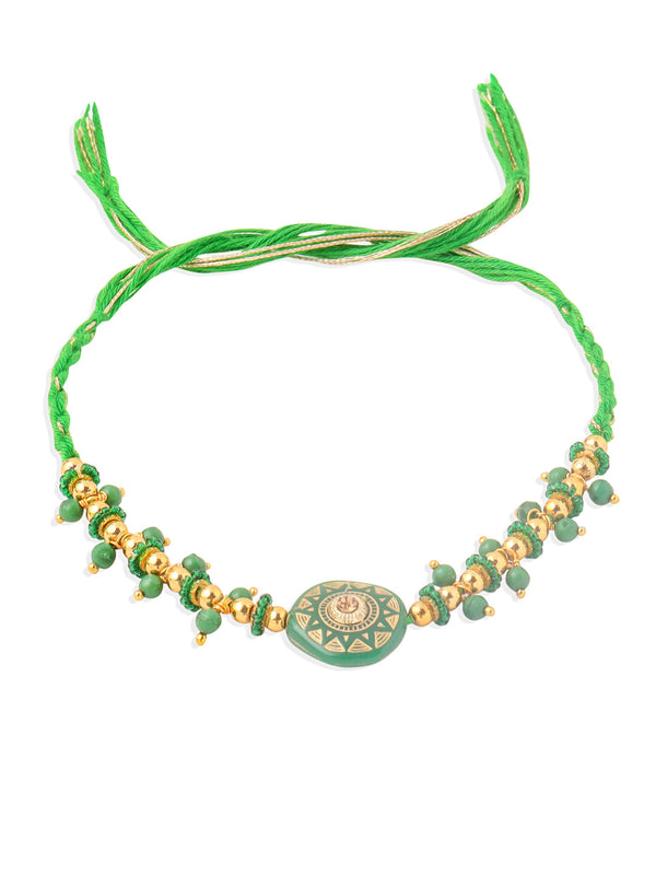 NVR Men Green Artificial Beads Round Shape Thread Rakhi, Combo for Rakshabandhan