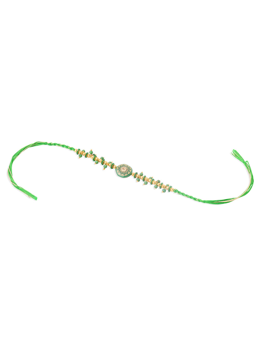 NVR Men Green Artificial Beads Round Shape Thread Rakhi, Combo for Rakshabandhan