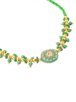 Thumbnail for NVR Men Green Artificial Beads Round Shape Thread Rakhi with Roli Chawal Chandan & Mishri