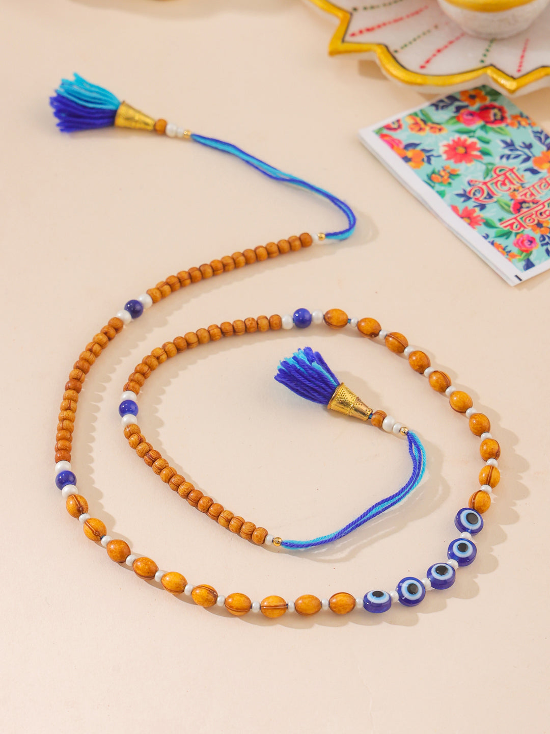 NVR Men Evil Eye Multicolor Thread Rakhi with Roli Chawal Chandan & Mishri - Distacart