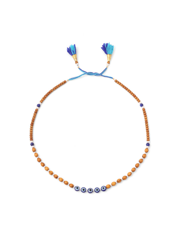 NVR Men Evil Eye Multicolor Thread Rakhi with Roli Chawal Chandan & Mishri