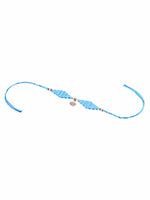 Thumbnail for NVR Men Blue Pearls Unique Design Thread Rakhi with Roli Chawal Chandan & Mishri