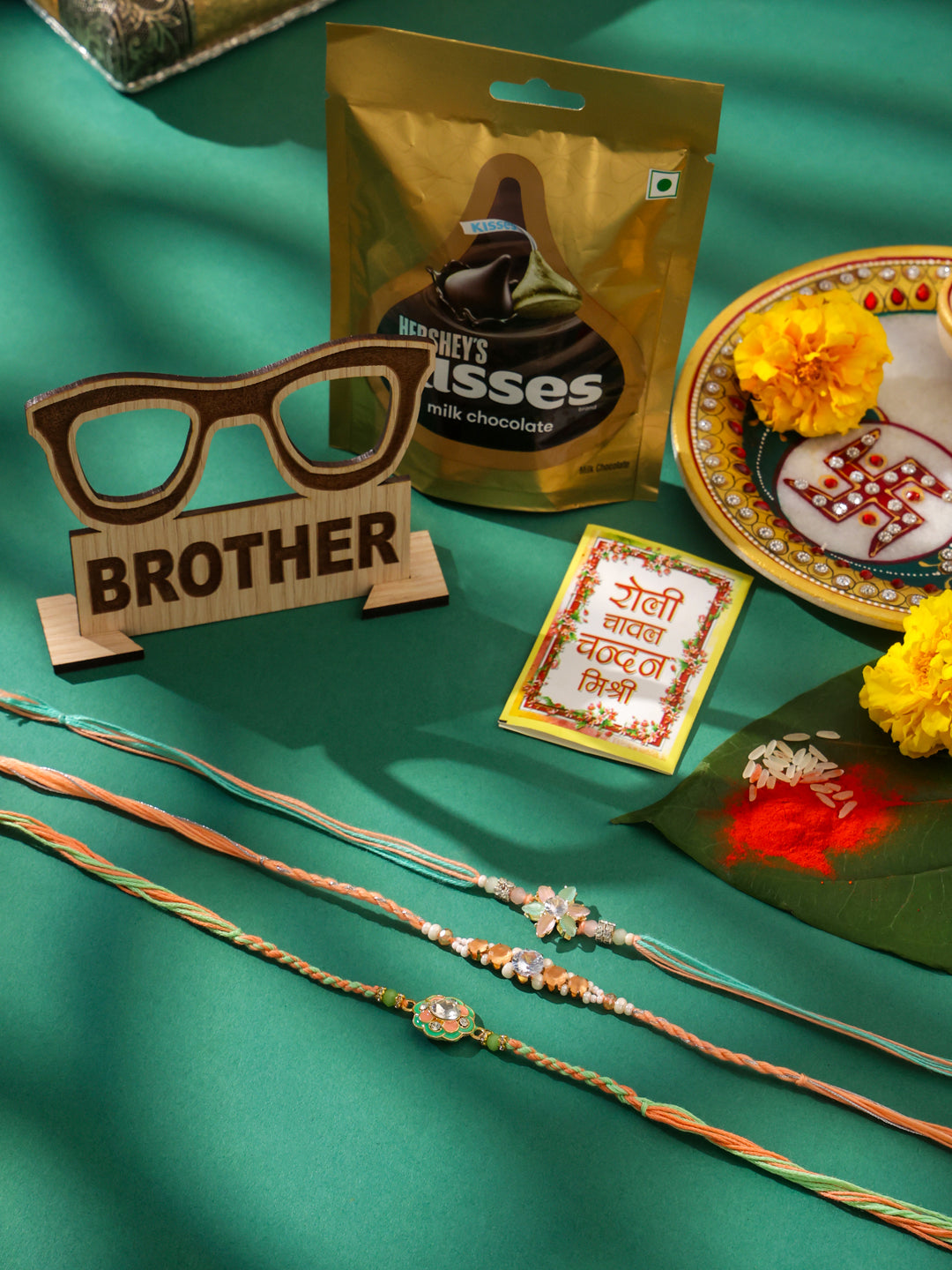 NVR Men Set of 3 Floral Design Multicolor Artificial Stones & Pearls Thread Rakhi Combo - Distacart