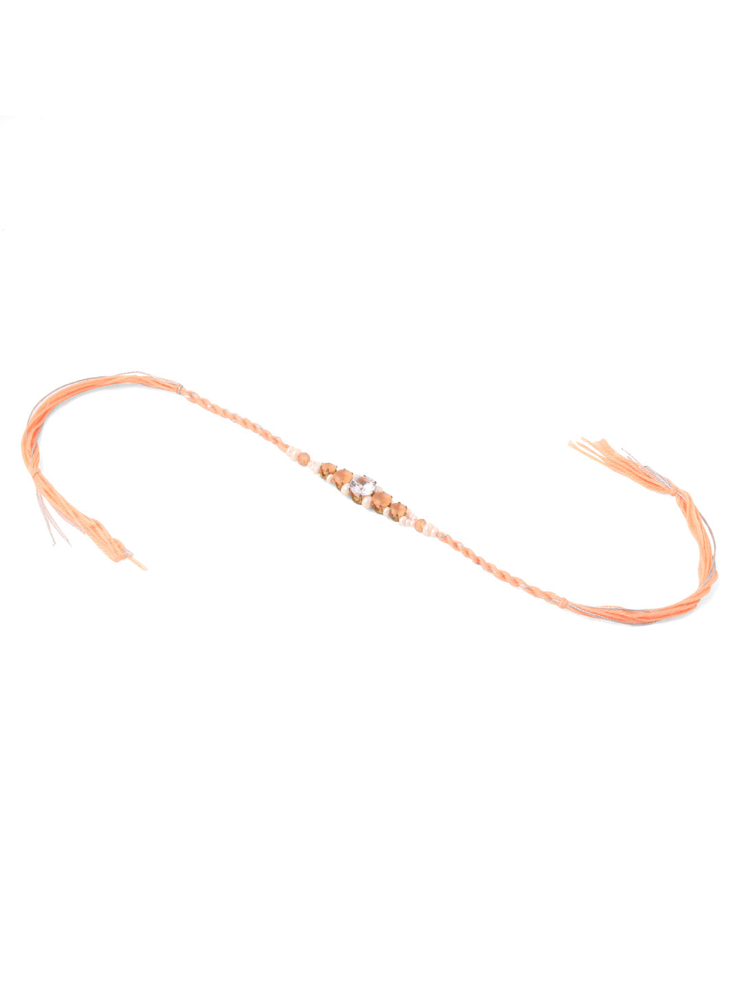 NVR Men Set of 3 Floral Design Multicolor Artificial Stones & Pearls Thread Rakhi with Roli Chawal Chandan & Mishri - Distacart