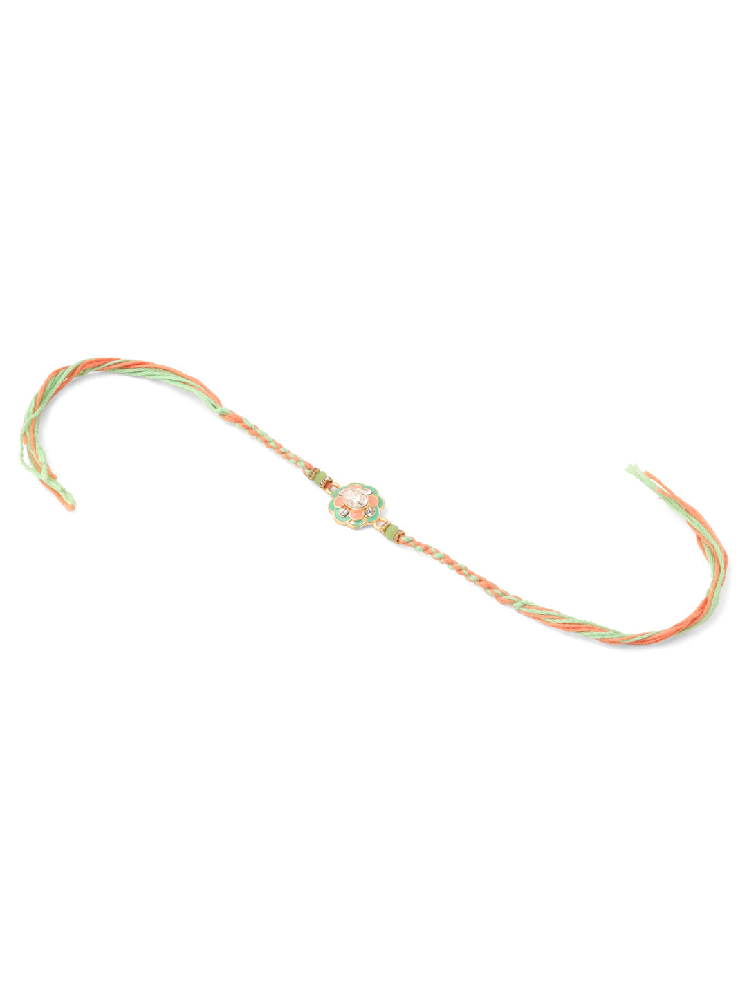 NVR Men Set of 3 Floral Design Multicolor Artificial Stones & Pearls Thread Rakhi with Roli Chawal Chandan & Mishri - Distacart