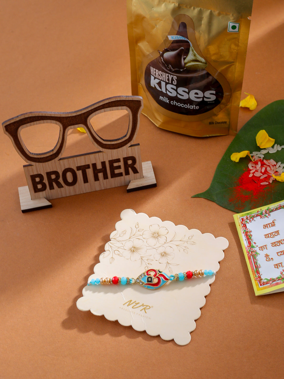 NVR Men Red & Blue Artificial Stones and Beads Om Thread Rakhi Combo - Distacart