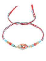 Thumbnail for NVR Men Red & Blue Artificial Stones and Beads Om Thread Rakhi Combo