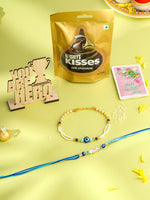 Thumbnail for NVR Set of 2 Blue Evil Eye Artificial Stones & Beads Bhaiya Bhabhi Rakhi Combo