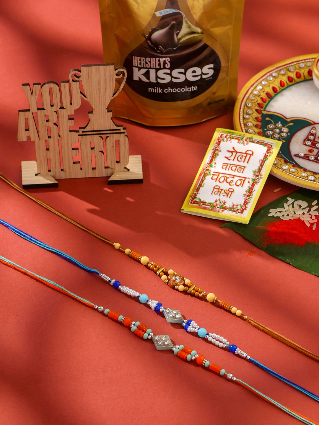 NVR Men Set of 3 Multicolor Artificial Stones and Beads Rakhi Combo - Distacart