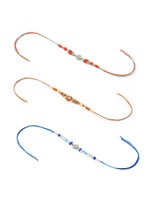Thumbnail for NVR Men Set of 3 Multicolor Artificial Stones and Beads Rakhi with Roli Chawal Chandan & Mishri