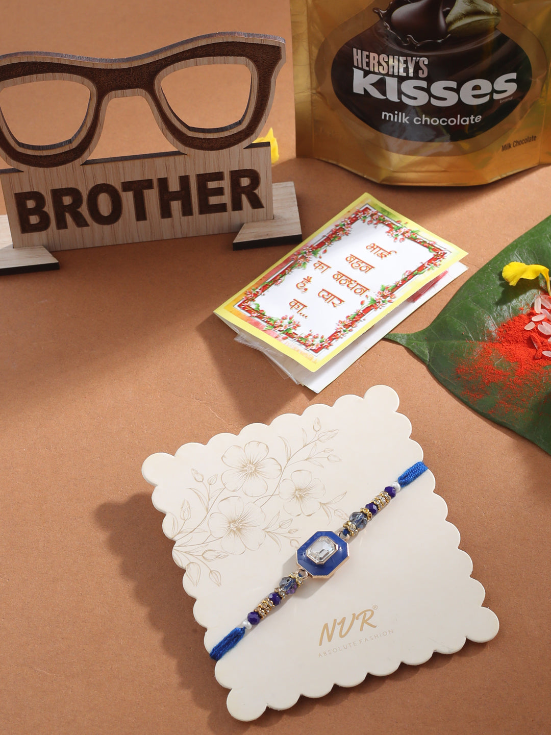 NVR Men Blue Artificial Stones Handmade Thread Rakhi, Combo for Rakshabandhan - Distacart