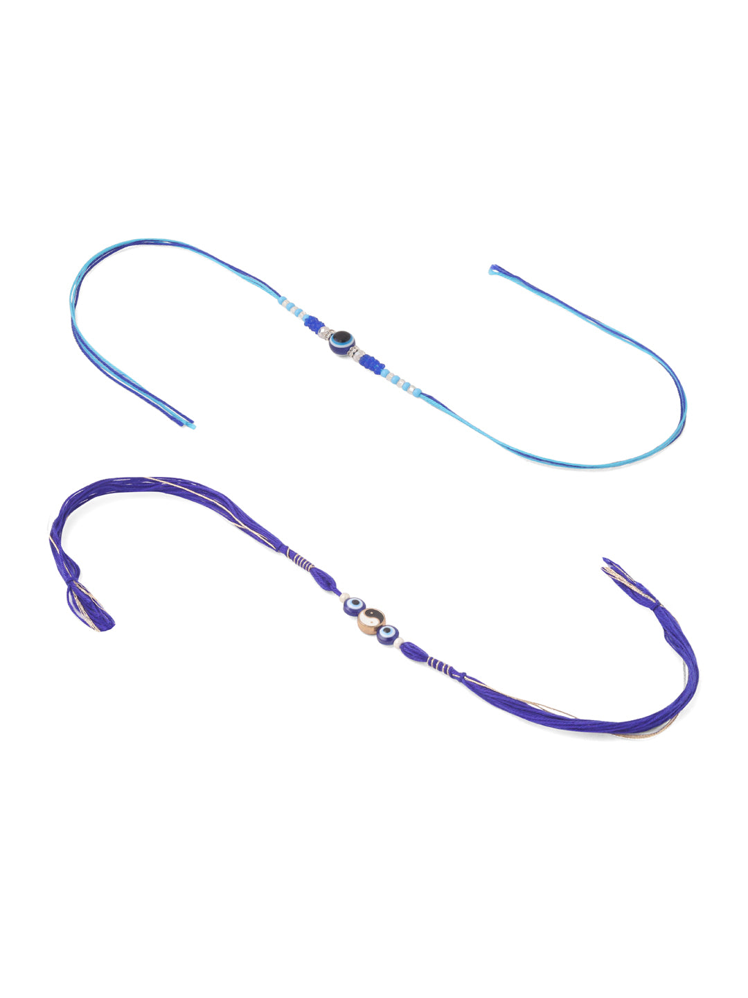 NVR Men Set of 2 Blue Evil Eye Artificial Beads Thread Rakhi Combo