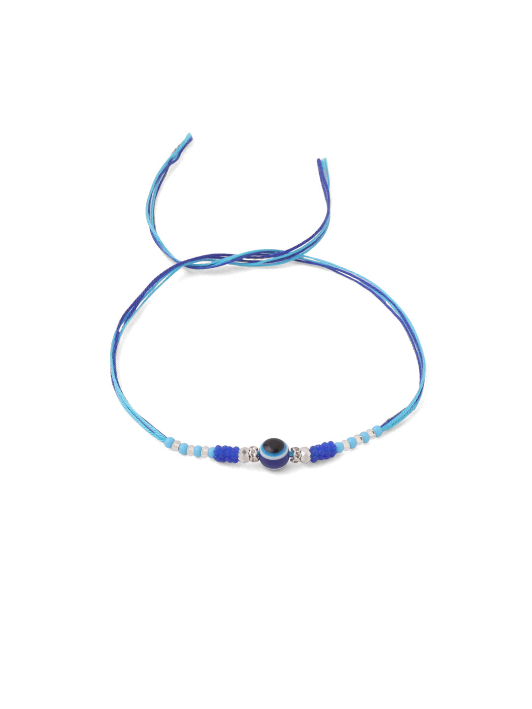 NVR Men Set of 2 Blue Evil Eye Artificial Beads Thread Rakhi Combo