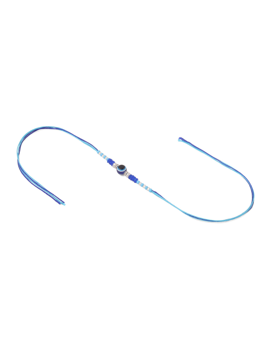 NVR Men Set of 2 Blue Evil Eye Artificial Beads Thread Rakhi Combo