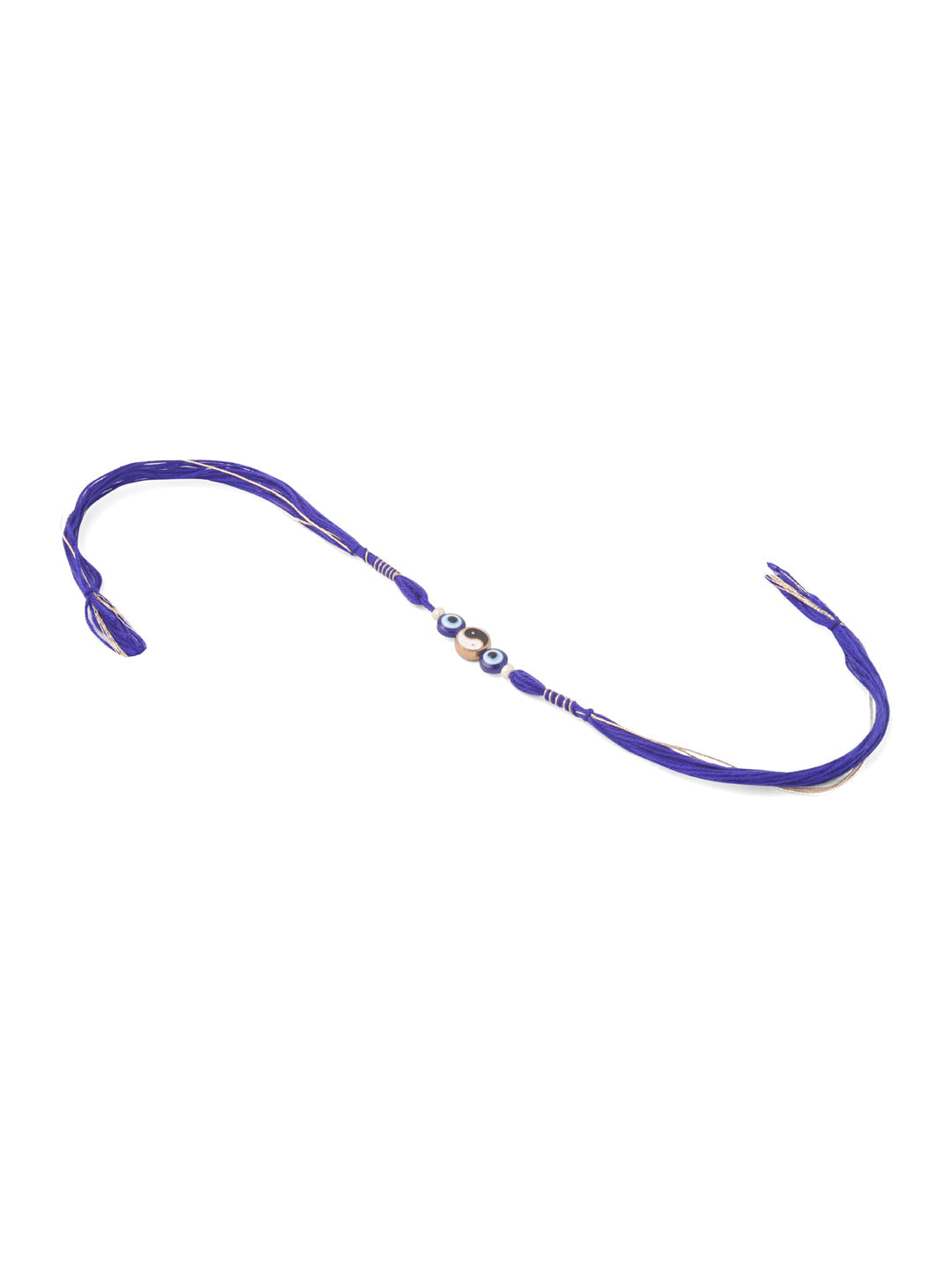 NVR Men Set of 2 Blue Evil Eye Artificial Beads Thread Rakhi with Roli Chawal Chandan & Mishri