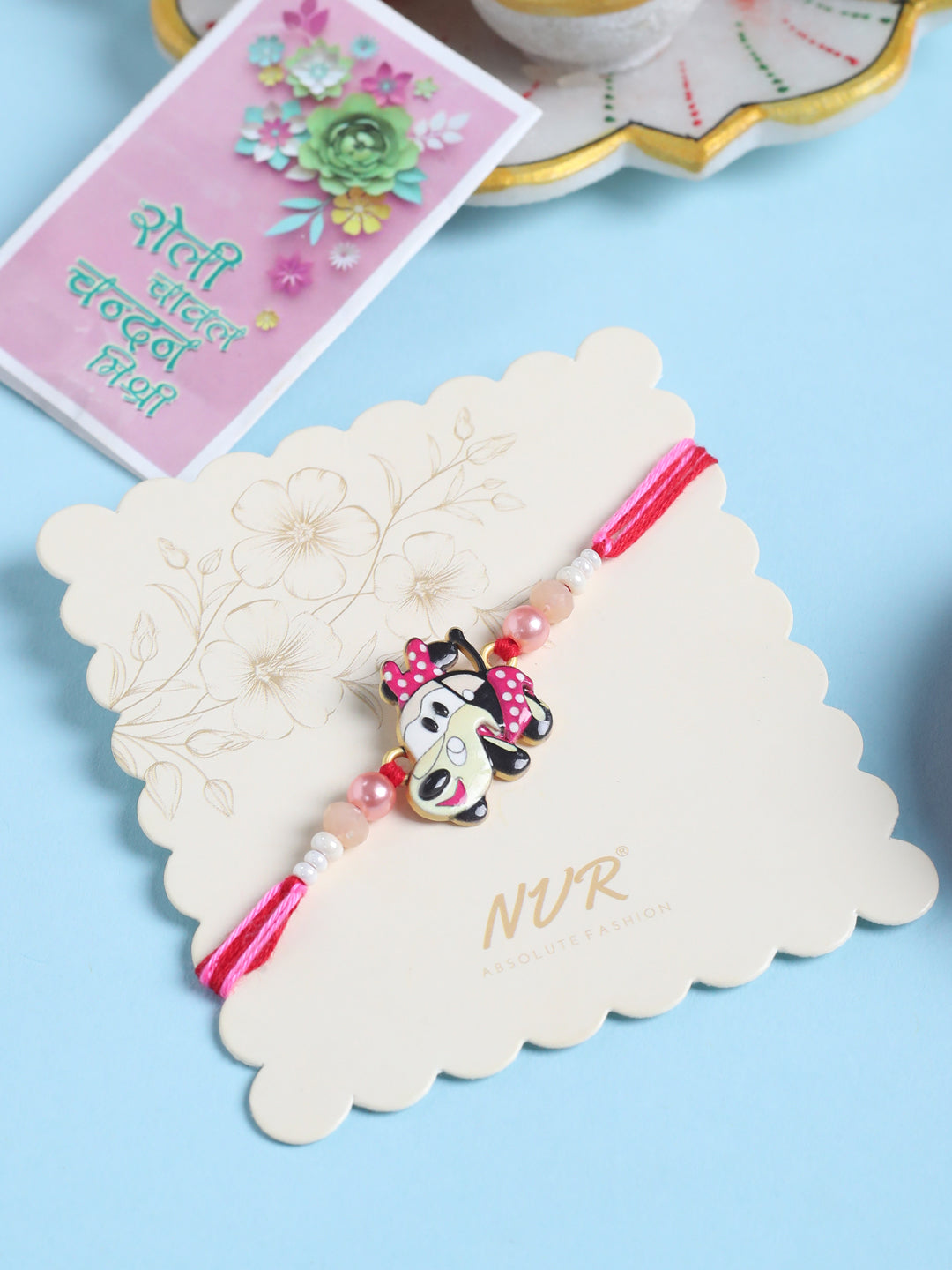 NVR Stylish Red Cartoon Character Kids Rakhi with Roli Chawal Chandan & Mishri - Distacart