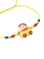 Thumbnail for NVR Kids Yellow Cartoon Artificial Beads Rakhi with Roli Chawal Chandan & Mishri