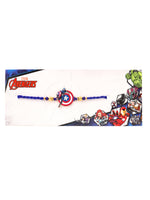 Thumbnail for NVR Kids Superhero Blue Artificial Beads Thread Rakhi with Roli Chawal Chandan & Mishri
