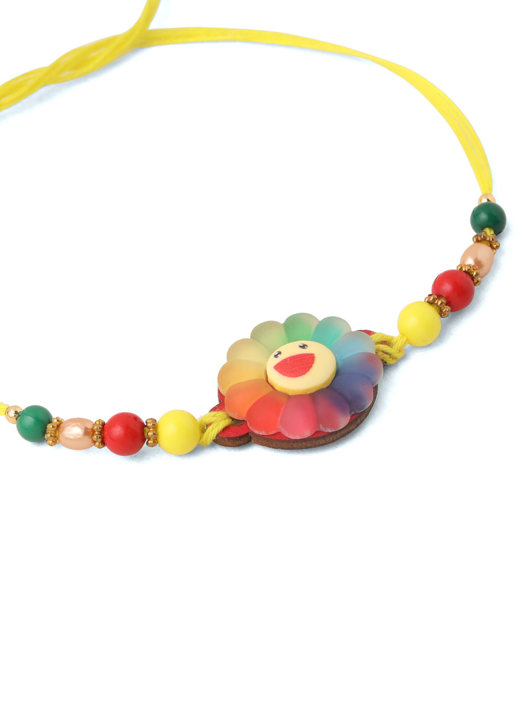 NVR Kids Multicolor Artificial Beads Rakhi with Roli Chawal Chandan & Mishri