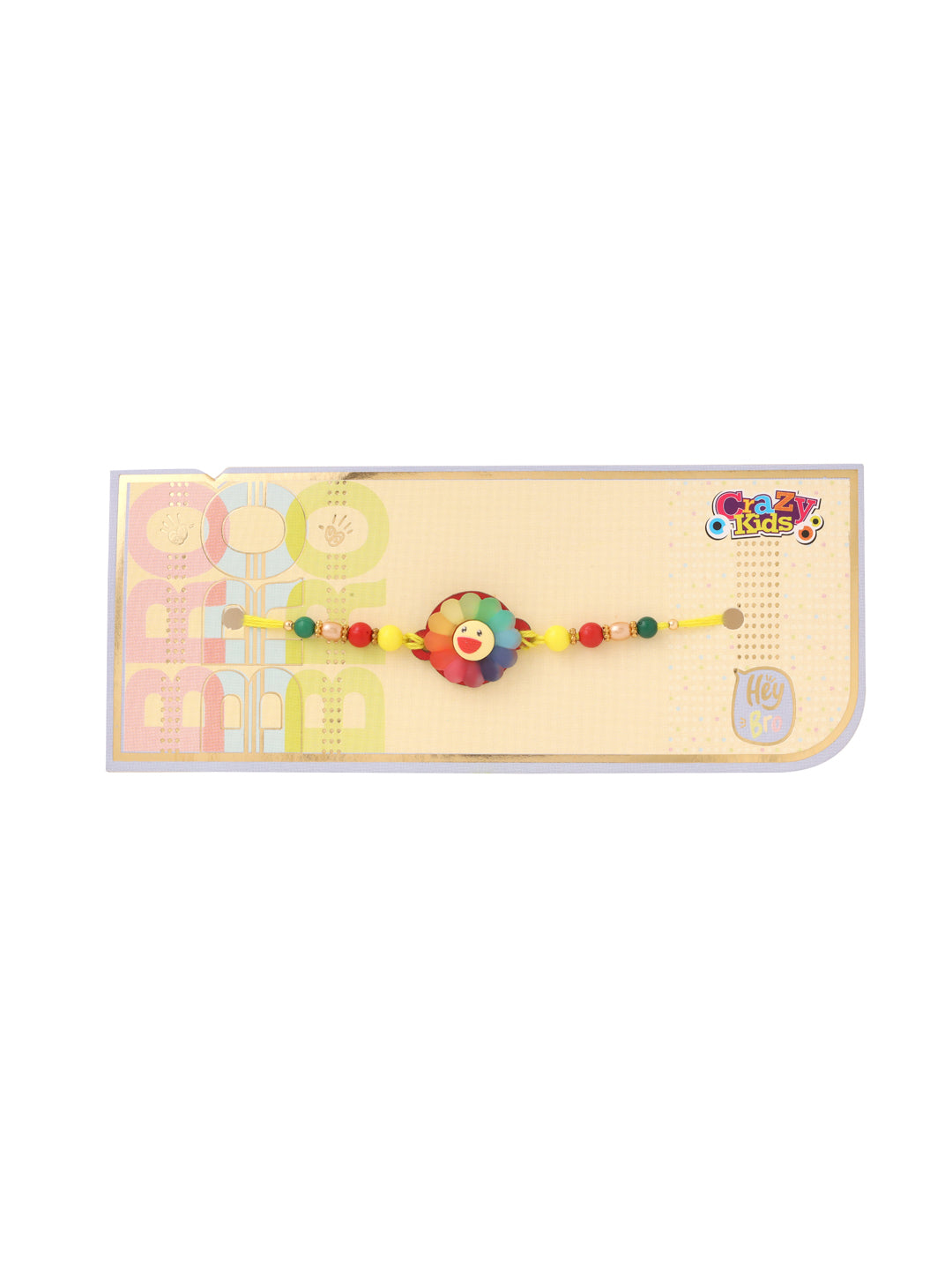 NVR Kids Multicolor Artificial Beads Rakhi with Roli Chawal Chandan & Mishri