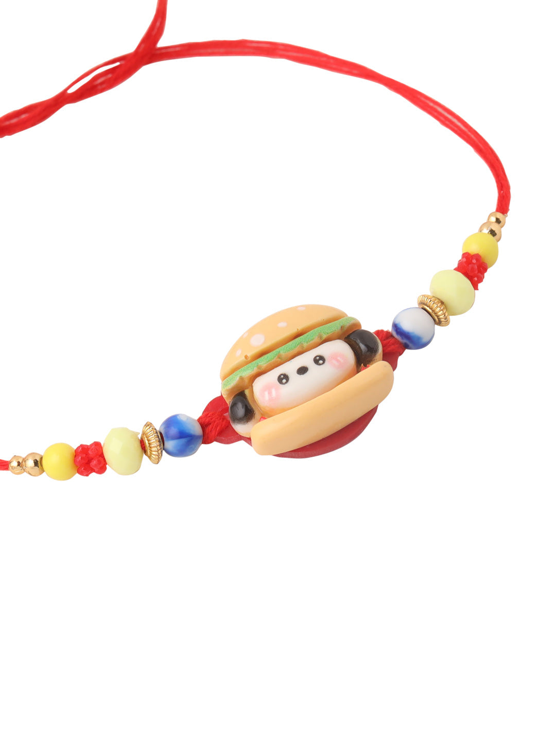 NVR Kids Cartoon Character Multicolor Artificial Beads Rakhi with Roli Chawal Chandan & Mishri