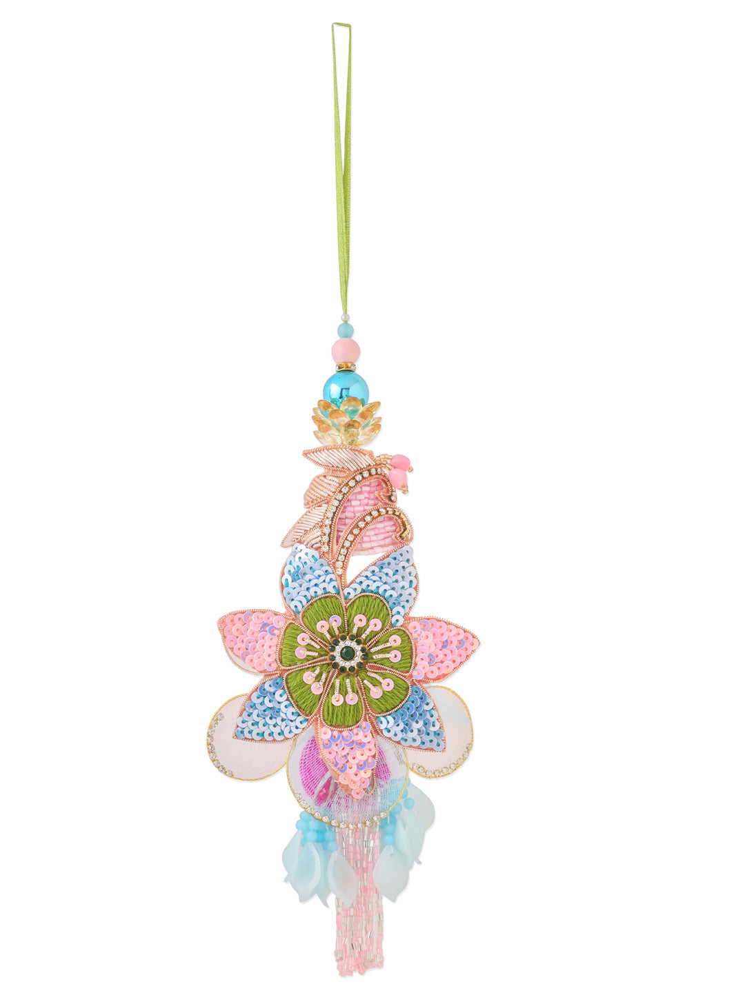 NVR Set of 2 Handmade Multicolor Artificial Stones & Beads Bhaiya Bhabhi Rakhi with Roli Chawal Chandan & Mishri