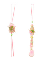 Thumbnail for NVR Set of 2 Handcrafted Multicolor Pearls Bhaiya Bhabhi Rakhi with Roli Chawal Chandan & Mishri